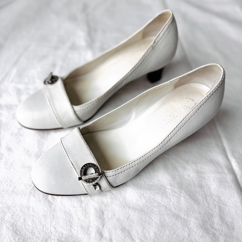 BALLY Heels in White with Silver Hardware